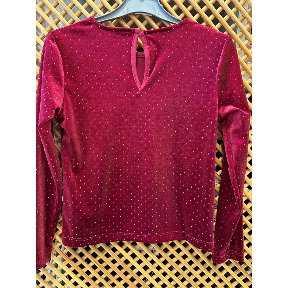 9939 ÇOCUK TAŞLI KADİFE BLUZ