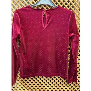 9939 ÇOCUK TAŞLI KADİFE BLUZ