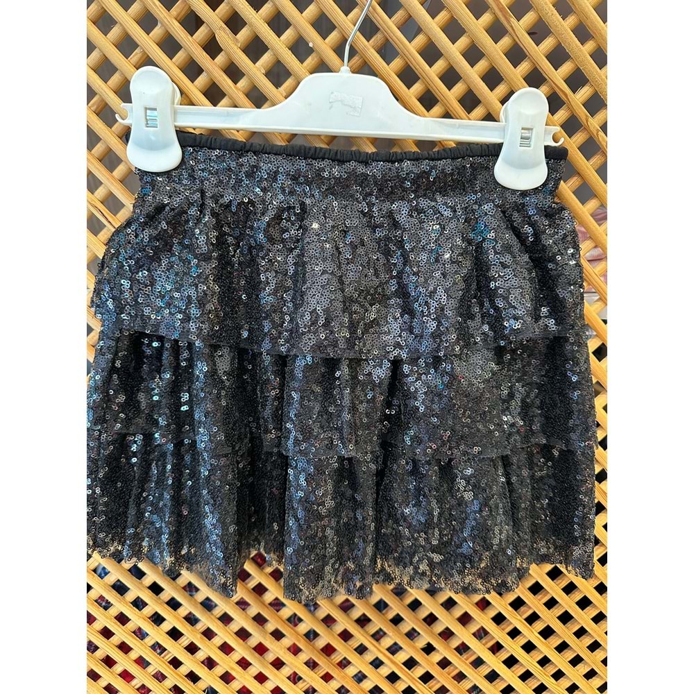 4953 ÇOCUK İÇİ PAMUK ASTAR BELİ LASTİKLİ PAYETLİ ETEK