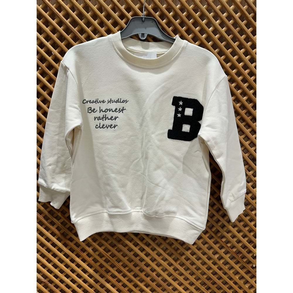 4154 ÇOCUK BASKILI PANÇ NAKIŞLI SWEAT