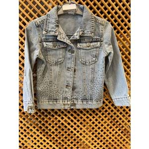 9905 ÇOCUK TAŞ DETAYLI KOT CEKET