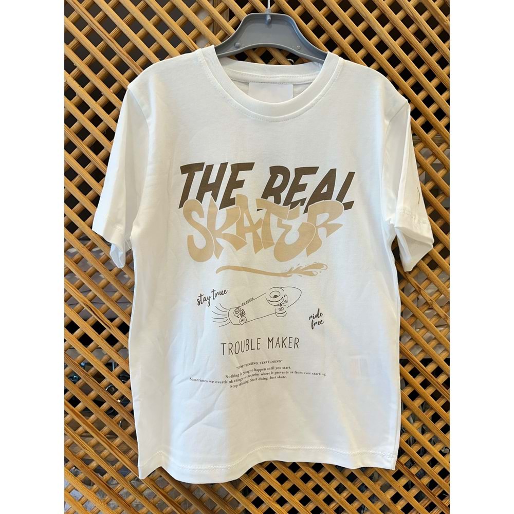 7741 ÇOCUK ÖNÜ KAYKAY VE YAZI BASKILI TİŞÖRT