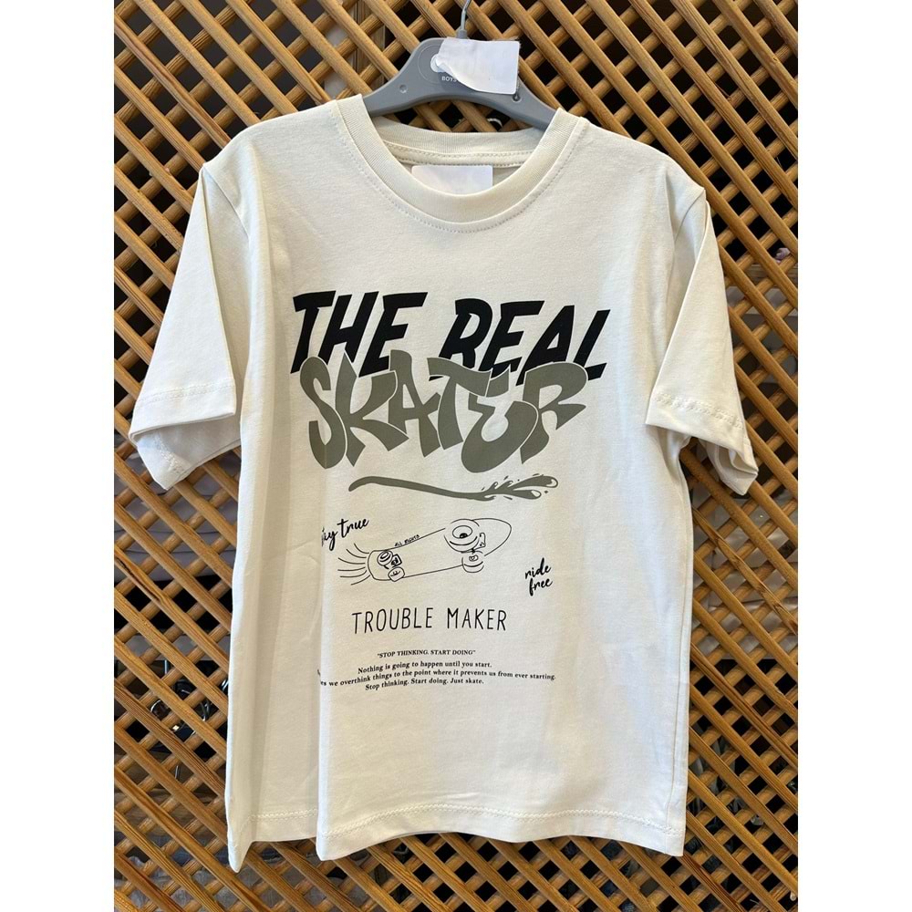 7741 ÇOCUK ÖNÜ KAYKAY VE YAZI BASKILI TİŞÖRT