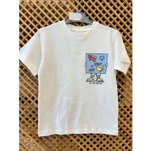 7743 ÇOCUK ÖNÜ VE SIRTI KAYKAY BASKILI TİŞÖRT