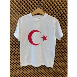 5951 ÇOCUK PAMUKLU PENYE AY YILDIZ BASKILI KISA KOLLU TİŞÖRT