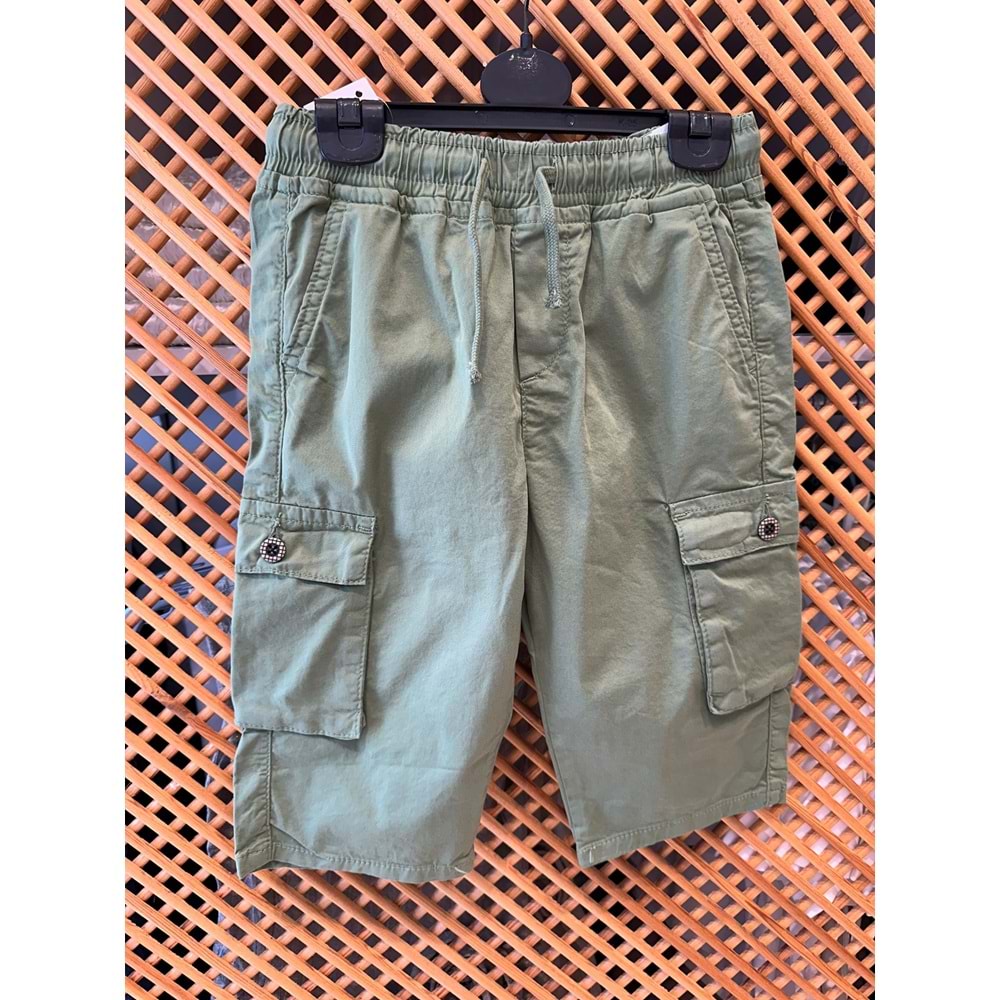 J8560914 ÇOCUK İNCE DOKUMA KUMAŞ KARGO CEPLİ ŞORT