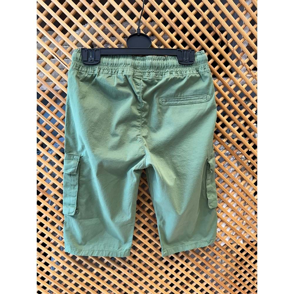 J8560914 ÇOCUK İNCE DOKUMA KUMAŞ KARGO CEPLİ ŞORT