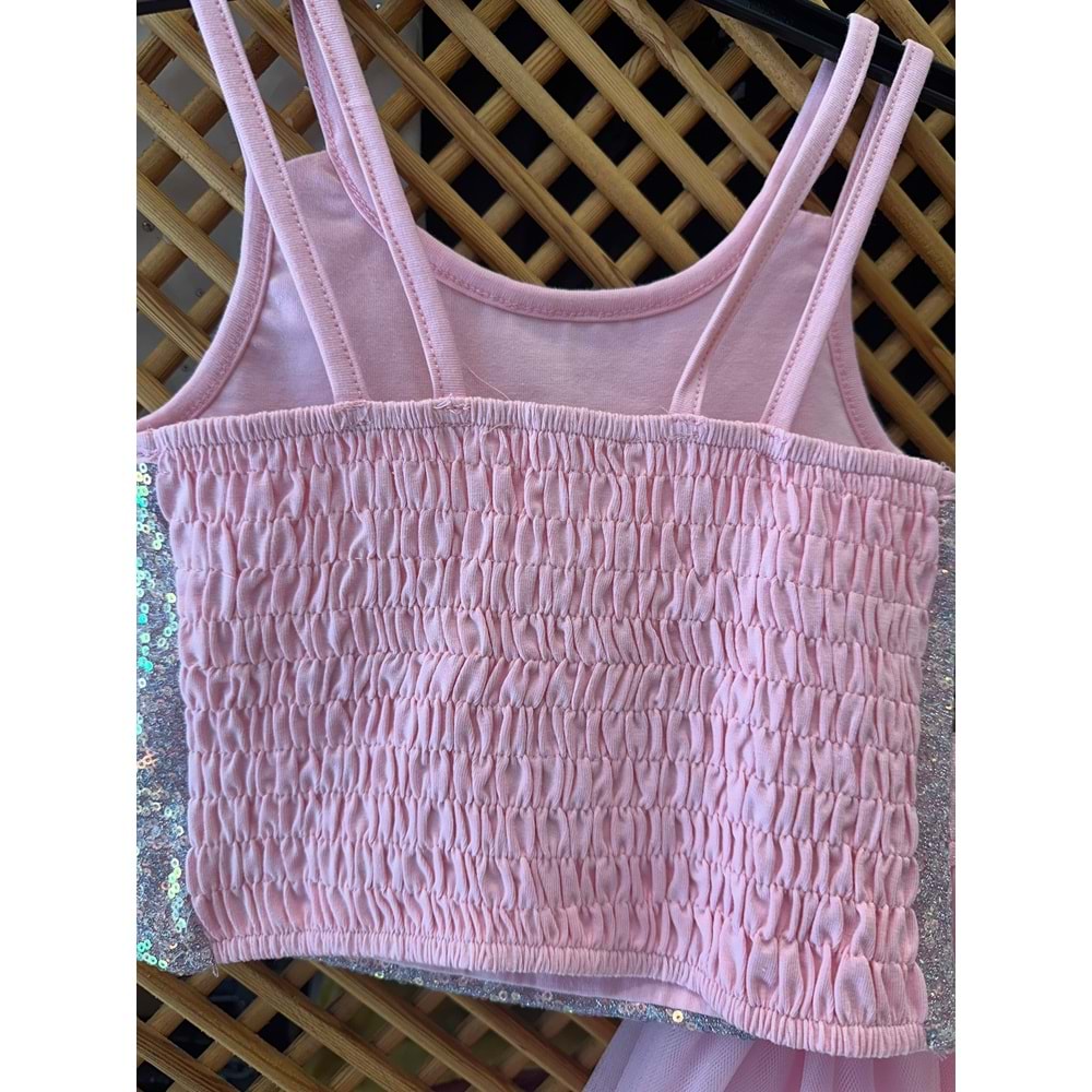 11515 ÇOCUK PAYETLİ CROP PAMUK PENYE TAYTLI PRENSES TÜTÜ TAKIM