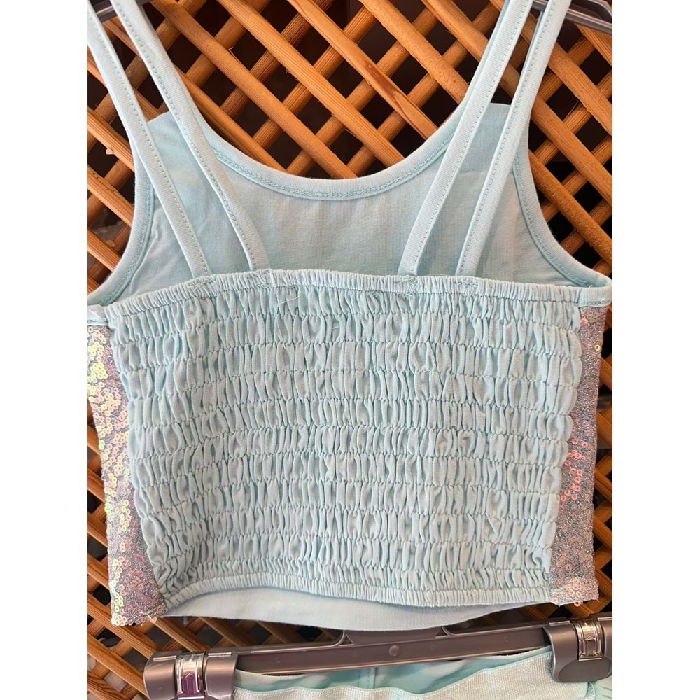 11515 ÇOCUK PAYETLİ CROP PAMUK PENYE TAYTLI PRENSES TÜTÜ TAKIM