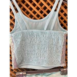 11515 ÇOCUK PAYETLİ CROP PAMUK PENYE TAYTLI PRENSES TÜTÜ TAKIM