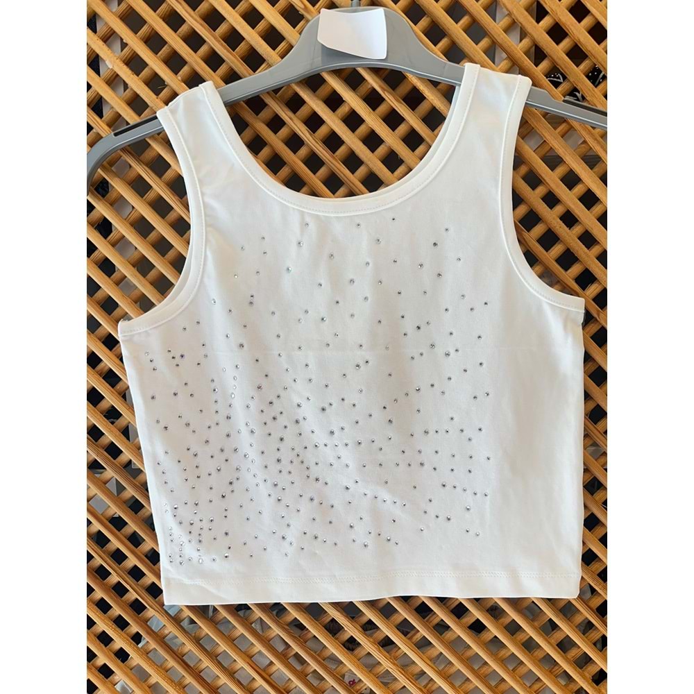 31320 ÇOCUK PAMUK PENYE ÖNÜ TAŞ DETAYLI ASKILI BADİ