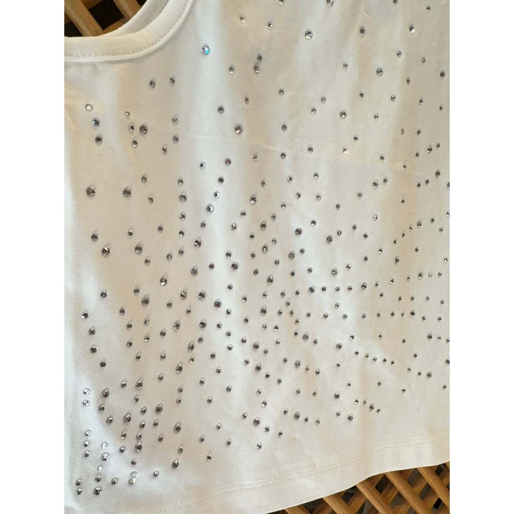 31320 ÇOCUK PAMUK PENYE ÖNÜ TAŞ DETAYLI ASKILI BADİ