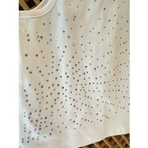 31320 ÇOCUK PAMUK PENYE ÖNÜ TAŞ DETAYLI ASKILI BADİ