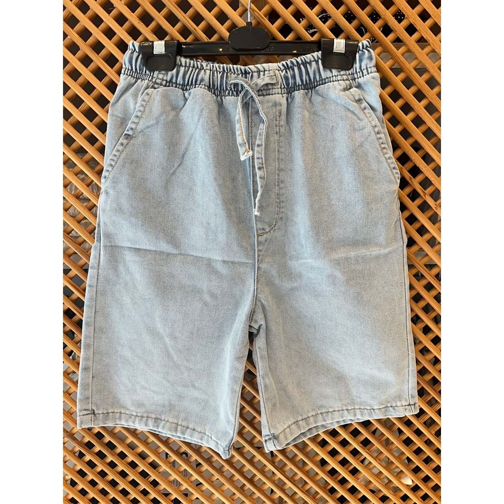 61703 ÇOCUK BELİ LASTİKLİ YUMUŞAK KUMAŞ KOT ŞORT