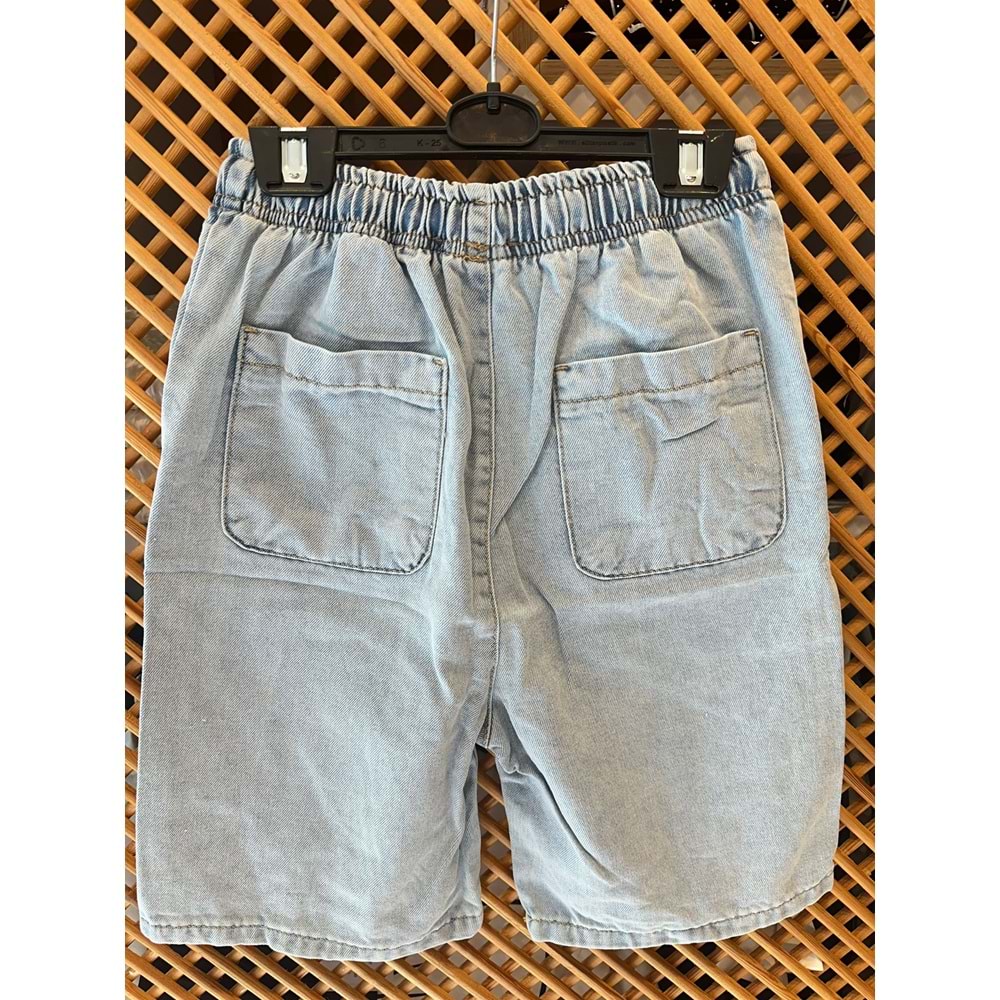 61703 ÇOCUK BELİ LASTİKLİ YUMUŞAK KUMAŞ KOT ŞORT