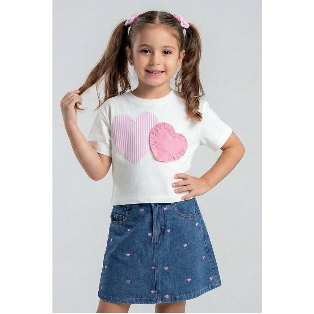 0737 ÇOCUK ŞORT ETEKLİ BELDEN AYARLI KALPLİ TAKIM