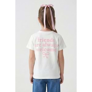 0347 ÇOCUK PEMBE NAKIŞLI SIRT BASKILI TİŞÖRT